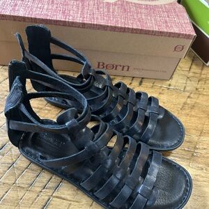 Born Ohm women’s black leather strappy gladiator flat sandals